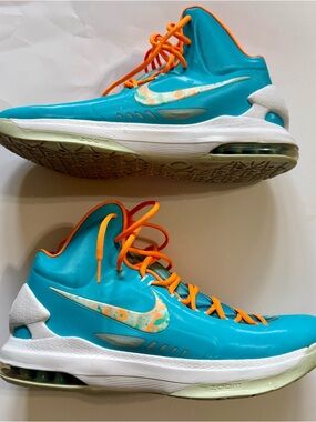 Nike KD 5 Easter 2013 Teal Orange Basketball Shoes Mens Size 13 554988-402
